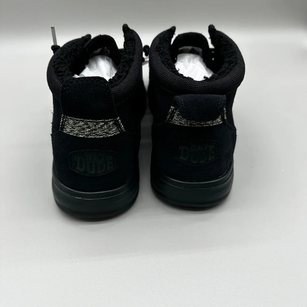 Hey Dude Wally Mid Gripr Warmth Shoes Mens 11 Black Suede Faux Fur Lined NEW